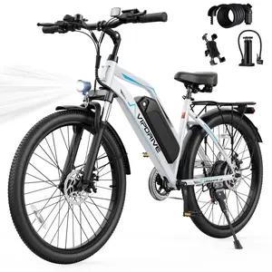 Urban Adult Electric Bicycle | 500W High-Speed Brushless Motor (Peak 750W) | 48V 7.8Ah Removable Battery | Top Speed 22 MPH | 24-Inch Low-Step E-Bike | LCD Color Display | Bright LED Headlight | 7-Speed Shifter | Rear Rack | UL Certified