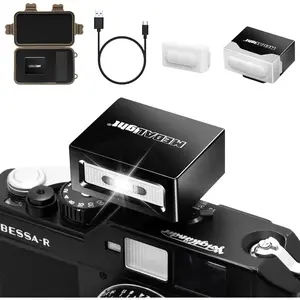 Upgrade  F1  Flash with Diffuser for Ricoh GR3/GR3X/Fuji/ ZV1///Olympus/Digital Film Cameras,Portable hot Shoe Speedlite for DSLR Camera(Black).
