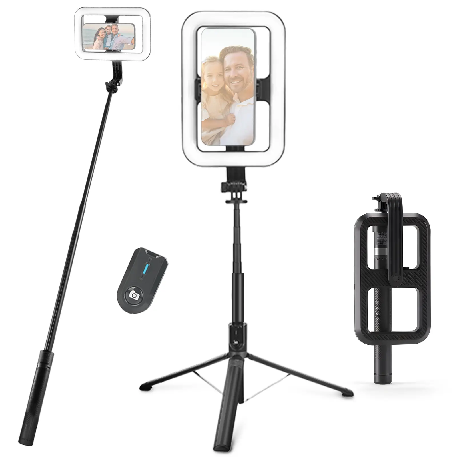 NEEWER NL100B 72" Adjustable Wireless Mobile Selfie Stick with Detachable 10W Rechargeable LED Ring Light, Tripod Stand, Bluetooth Remote, Phone Holder for iPhone/Android, Content Creation & Live Streaming