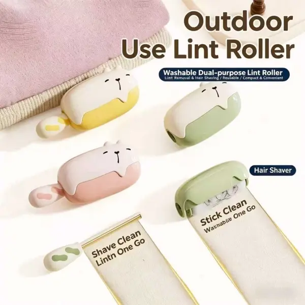 Reusable Washable Lint Roller, 2-in-1 Pet Hair Remover & Fabric Shaver for Clothes, Furniture & Travel