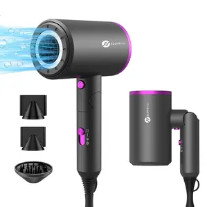 Foldable Ionic Hair Dryer,1800W Powerful Hot/Cool Wind Blow Dryer, 3 Magnetic Attachments, ETL, UL and ALCI Safety Plug, TikTokShopBlackFriday TikTokShopCyberMonday MothersDayGift