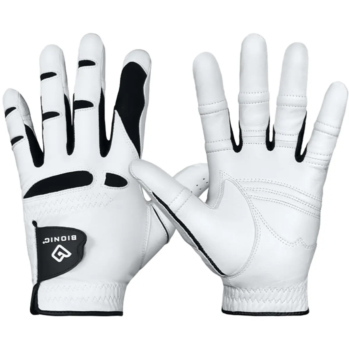 Bionic Men's Stable Grip 2.0 Golf Glove, White Cabretta Leather for Right Hand, Patented Pad Grip System with Dual Expansion Zone, Golf Gear