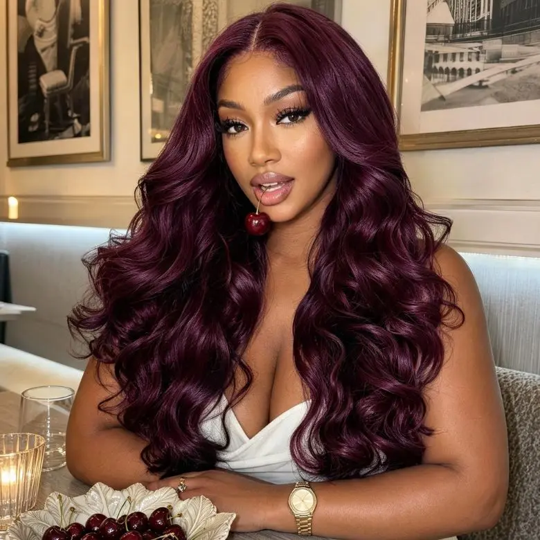 Unice 13x4 Pre everything Rich Vibrant Plum Burgundy Body Wave Wig HD Lace Frontal Human Hair Wigs Natural Scalp Ready to Wear Beginners Friendly