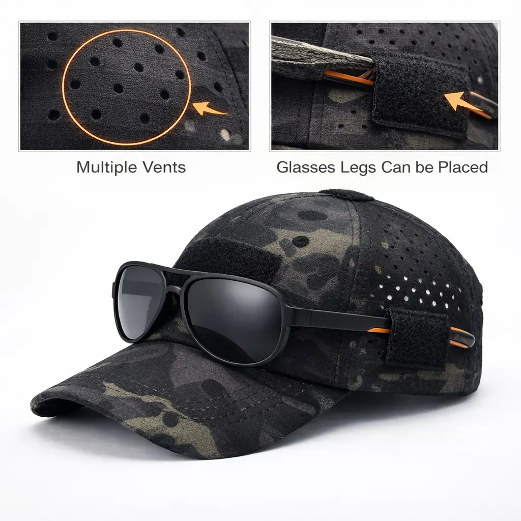[SummerWins] New sports and leisure breathable camouflage baseball cap men's military fan visor tactical hat military training cap Summer Cap Stylish Hat Sun Hat Set Camo Trucker Hat Adjustable Mesh Snapback Windproof Hat