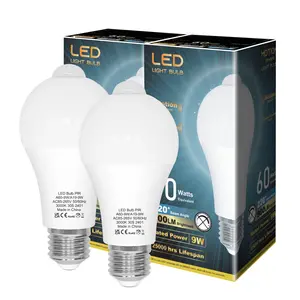 Motion Sensor Light Bulbs Indoor Outdoor 60 watt Equivalent, A19 E26 9W Motion Activated LED Bulb, Motion Sensor Light, 2 Pack Smart Led Lighting