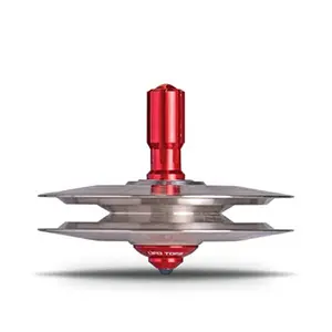 UFO Tops - Height 611 | Metal Spinning Top | Inspired by The 1986 Soviet Union UFO Incident | Raw Stainless Steel UFO Body and Fireball Red Power Core™