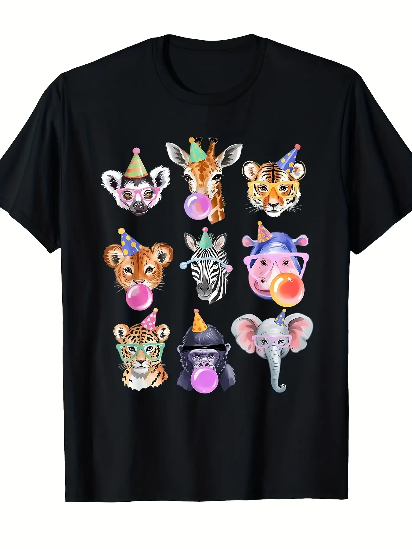 Men's Retro Zoo Animals T-Shirt - Short Sleeve Cas unisex soft cotton short sleeve t shirt, vintage graphic casual tee for men women teens, perfect birthday holiday gift for camping travel gym daily street  wear