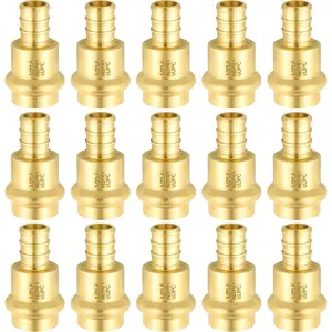 (15 Pack) 1/2" Press x 1/2" Pex Fittings Brass Coupling Connect For Copper Pipe,Propress Copper Pipe Fittings To Pex Adapter .LF1807,NSF/ANSI 61,.