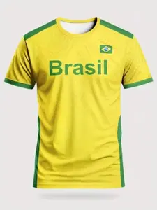 Brazilian Style Men's Soccer Jersey, Round Neck, Breathable, Ideal for Sports, Football Matches, Training, Casual Wear