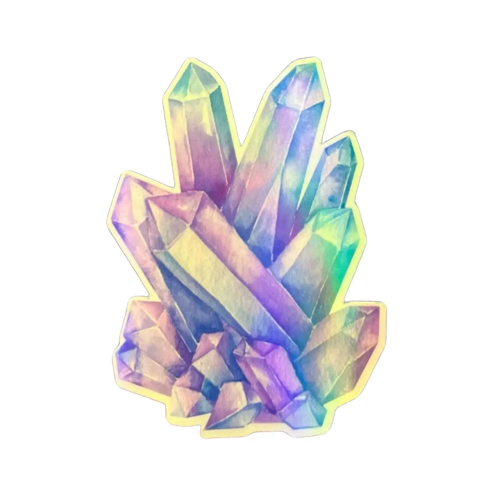 Holographic Amethyst Crystal Sticker Shiny Gemstone Vinyl Decal for Laptop Journal Mirror Crystal Lover Original Design Glossy Rainbow Shimmer