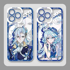 Unique Artistic Design Phone Case Genshin Impact Phone Case for IPhone  11 12 13 14 15 16 17 Pro Plus Max Air Wanderer N-Neuvillette F-Furina Soft Cover Protective Drop-proof Retro Stylish Gift