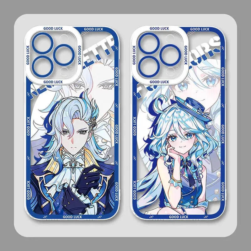 Unique Artistic Design Phone Case Genshin Impact Phone Case for IPhone  11 12 13 14 15 16 17 Pro Plus Max Air Wanderer N-Neuvillette F-Furina Soft Cover Protective Drop-proof Retro Stylish Gift, Smartphone, Handheld