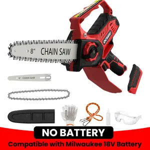 【Not Included Battery】Mini Chainsaw for Miwaukee M18 Battery, 8-Inch and 6-Inch 2-IN-1 Cordless Electric Chain saw with Brushless Motor and Auto-Oiler, 800W Hand Mini Chainsaw for Tree Pruning Wood Cutting(No Battery)