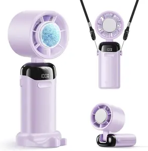 Handheld Portable Turbo Fan with Ice Cooler, Speed (1-199) Rechargeable Personal Fan[20000 RPM] Small Pocket Fans for Travel/Outdoor/Home/Office