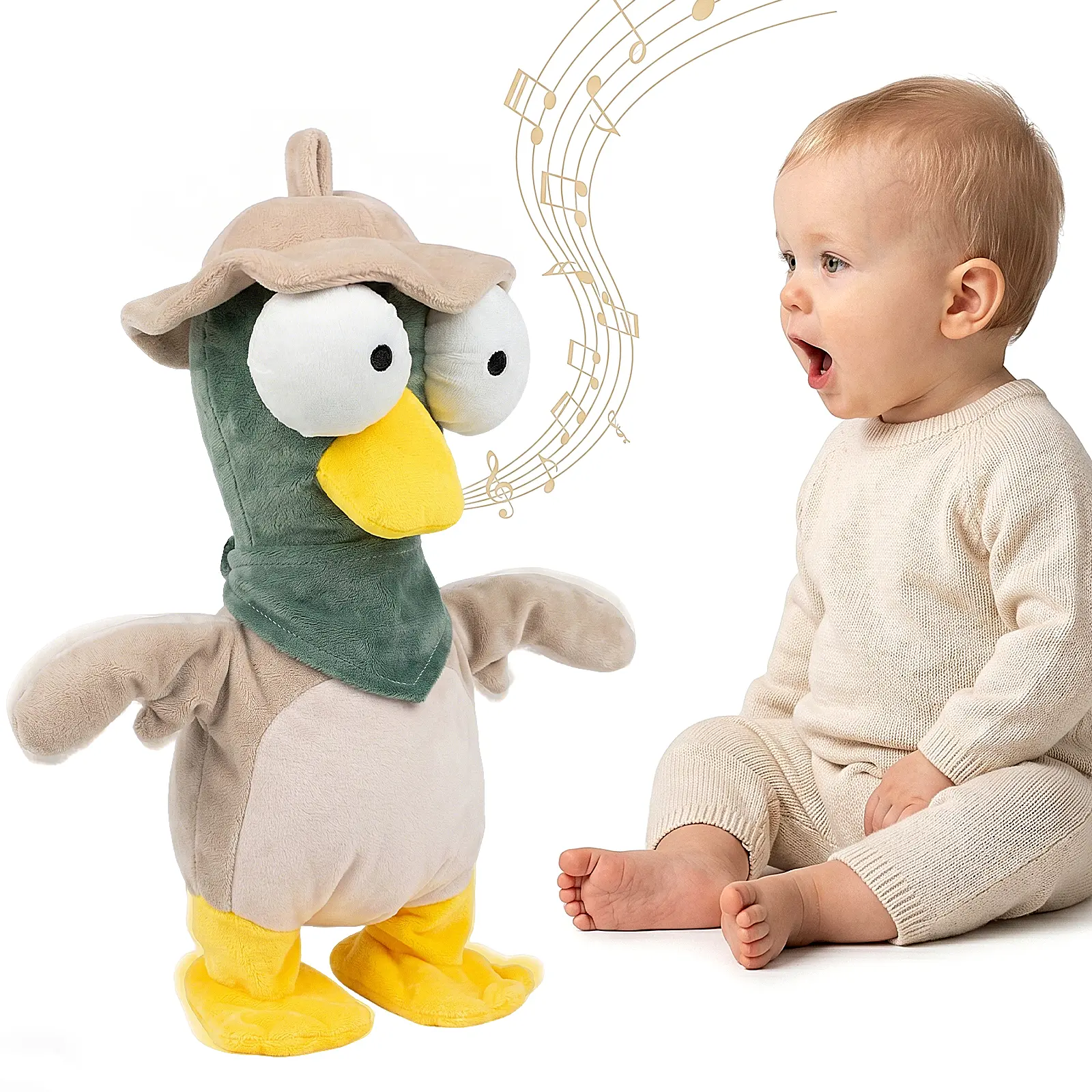 Talking Dancing Cute Duck Toy for Baby Girl & Boy, Interactive Stuffed Animal Baby Toy Repeating What You Say, Musical Duck Gifts for Kids Toddlers 1-3 Years Old