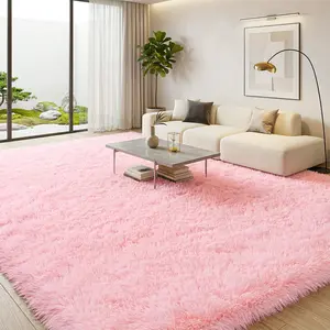 BLIOWL Luxury Pink Fluffy Shag Rug | Non-Slip Bottom | Ultra Soft Cozy Plush Carpet | USA Shipping | Kid Pet Friendly | Aesthetic Home Decor | Best Gift for Mother’s Day, Easter & Valentine’s Day | Free 4 Stickers | Dry Clean Only