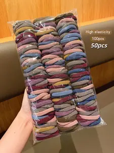 Random Color High Elastic Hair Tie, Casual Simple Hair Accessories for Women & Girls, Minimalist Headwear for Thick Hair, Elastic Hair Accessory, Elastic Tie Band
