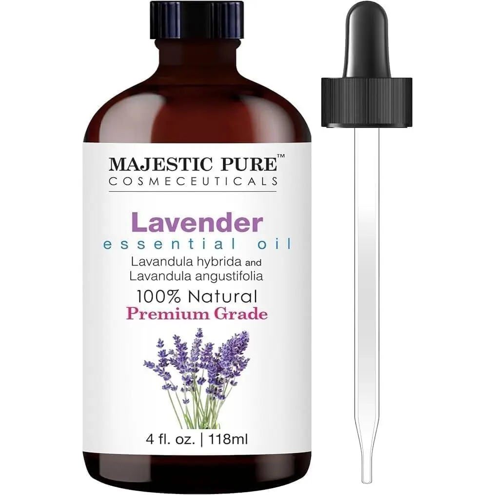 Majestic Pure Essential Oil with Glass Dropper - Essential Oils for Diffuser, Aromatherapy, Soap and Candle Making, Lavender Essential Oil, Lavender Oil, 4 Fl Oz