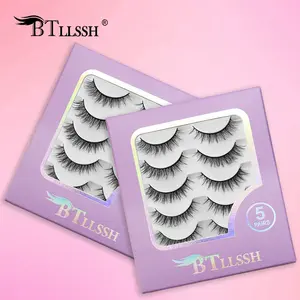 High-Quality Gift Box Set of 5 Pairs Short Natural False Eyelashes 12mm, Thin CC Curl, Non-Toxic, Solid Style, Perfect for Doll Look