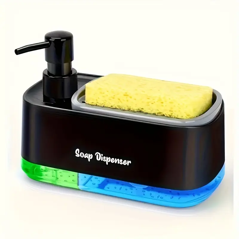 Multifunctional Dish Soap Pump Dishwashing Dispenser Set with Integrated Sponge Holder, BPA-Free Leak-Proof Plastic, Bathroom, Perfect Gift, Liquid Soap Dispenser