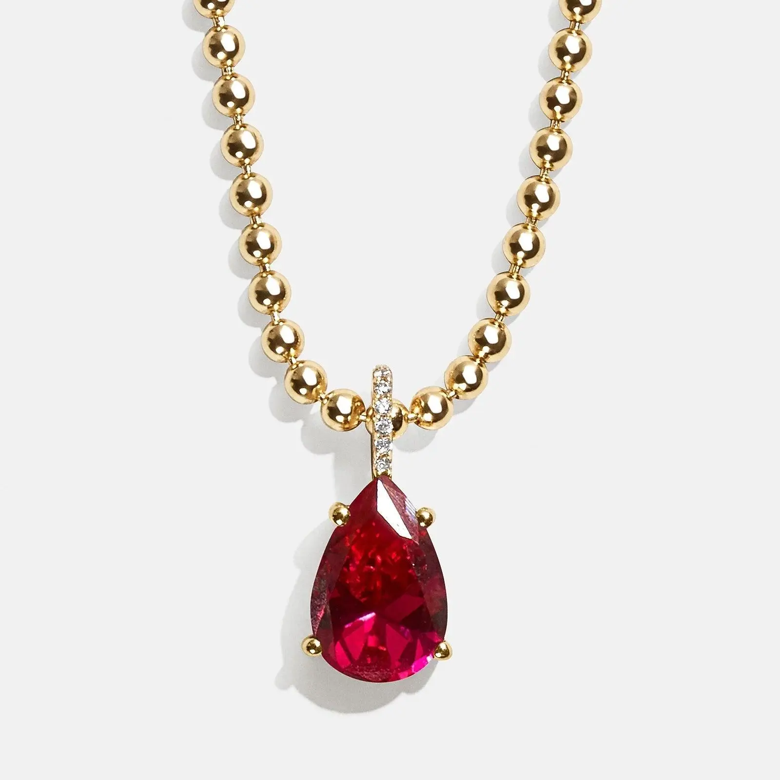 Esther 18K Gold Plated Sterling Silver Birthstone Necklace - Ruby