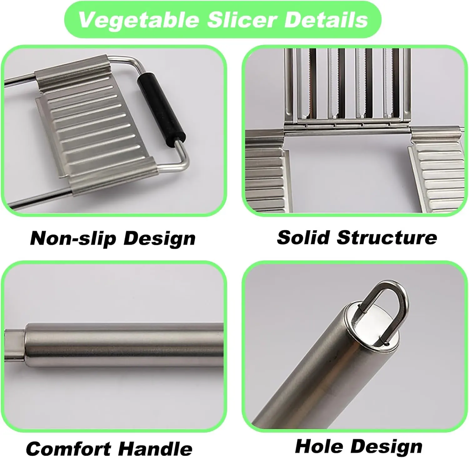 Safe Mandoline Slicer with 4 Blades - Non-Slip Handle for Elderly/Amateurs Kitchen Thick