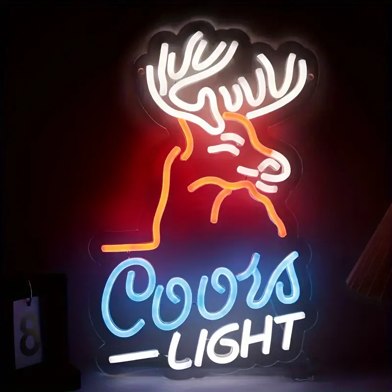 ROSNEK Deer Head LED Neon Sign - Wall-Mounted Cool Lights, LED Lighted Decorative Lamps, Men's Room Wall Decor Room Decor Home Improvement Lighting Accessory