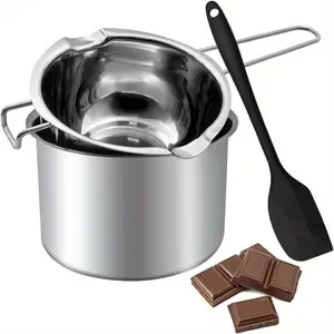 [Stainless Steel Double-Layer Melting Pot Set]  Chocolate Melting Pot 1Set, Suitable for Making Chocolate, Soap, Beeswax, And Candles, Creative Holiday Gifts