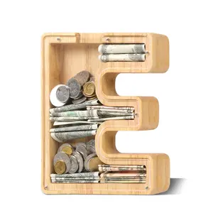 Letters Savings Tank Holiday Gift Creative Combination English LOVE Heart Crafts Piggy Bank Decor Wood Wooden Wedding Ornaments