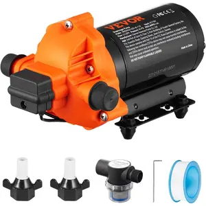 VEVOR Water Pressure Diaphragm Pump, RV Water Pump, Fresh Water Pump110V AC, 3.3 GPM, Pressure Adjustable, Self Priming Sprayer Pump with Pressure Switch for RV Camper Marine Boat Lawn, FCC Certified