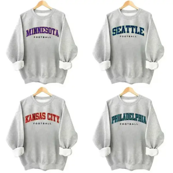 Vintage All Team Football Sweatshirt City Football Shirt Game Day Sweatshirt Football Fan Shirt Ash Grey Crewneck Unisex Sweatshirt