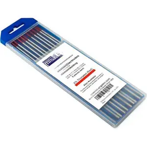 TIG Welding Electrodes 10-Pack (Red - 2% Thoriated (WT20/EWTh-2), 5 count 1/16" & 5 count 3/32")