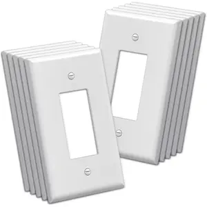 10 Pack 1-Gang Oversize Decor Wall Plate,  Unbreakable Polycarbonate Decorator Receptacle Outlet Cover and   Plate, White, ETL listed