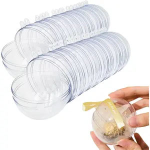 20 Clear Fillable Ornaments Balls 80mm/3.15" Transparent Thickened Plastic Spherical Assembled Craft for Christmas Tree Decor Festive Days Home Party