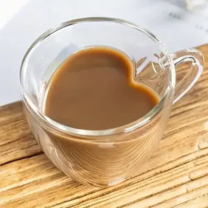 Heart Cup - Double Layer High Borosilicate Glass Insulated for Juice, Water, and Tea, Ideal Drinkware with Handle Beverage Tumblers Mug Bottles