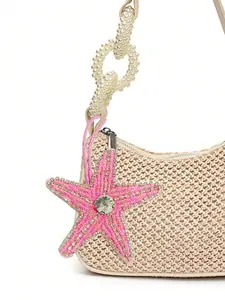 Summer Sparkly Bag Charm Handmade Beaded Ocean Life Embroidery Shell Turtle Luxury Rhinestone Starfish Pendant for Women