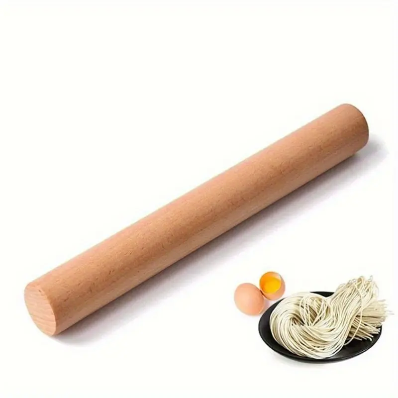Premium Beech Wood Rolling Pin - Wooden, Ergonomic, Non-Stick Dough Roller for Pizza, Pie, Cookies & More - Durable Kitchen Baking Essentials Tool with Comfort Grip Handle - Baking Utensils