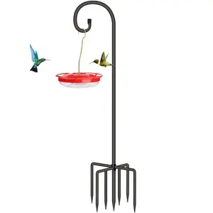 SZHLUX 76 Inch Adjustable Shepherds Hook for Outdoor, Bird Feeder Pole with 7 Prongs Base, 5/8 Inch Thick Heavy Duty for Hanging Bird Feeder, Plant Basket