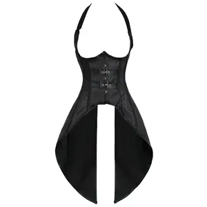 Underbust Corset Long Top Outfits for Women Steampunk Renaissance Lace up Plus Size  Pirate Gothic Burlesque Victorian Fashion Cosplay Costumes Fairy  Halloween Elegant Black Brown