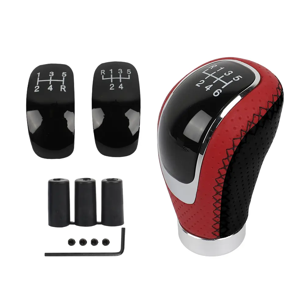 BRAND NEW Universal 5/6 Speed Red & Black Leather Car Manual Racing Gear Stick Shift Knob Shifter