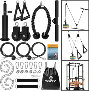Weight Cable Pulley System Gym, Upgraded Cable Pulley Attachments for Gym LAT Pull Down, Biceps Curl, Tricep, Arm Workouts - Weight Pulley System Home Gym Add On Equipment