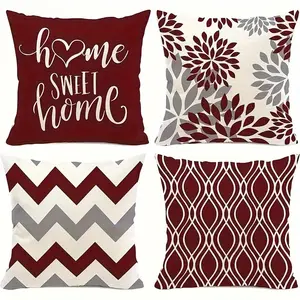 4pcs, Navy Blue Green Dahlia Pillow Covers 16x16/18x18/20x20 Inches Set of 4, Blue/Green/Red/Yellow/Black Geometric Floral Outdoor Throw Pillow Covers Spring Summer Pillowcase Modern Farmhouse Home Decorations Cushion Case for Living Room Bedroom