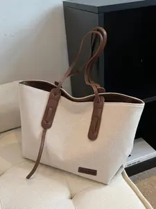 Women's Summer 2024 Elegant Large Capacity Tote Bag with Pockets Inside, Casual Trendy Handbag & Shoulder Bag, Tote Bag for Trip & Business, Ladies Purse, Casual Handbags, Stylish Tote Bag
