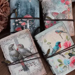 Vintage Waterproof Cowhide Writable Journal Storage Notebook with 2 Stickers, 1 Count Scrapbooking Notebook, DIY Crafts, Holiday Gifts and Office Notes