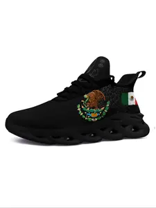 Men's Mexico Flag Eagle Print Round Toe Chunky Sneakers, Casual Comfortable Sports Running Shoes, Male All-match Soft Sole Shoes for Daily Wear, Casual Running Footwear