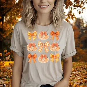 Cozy Autumn Coquette Lace Pumpkin Tee Unisex Short Sleeve Top for Women & Men Casual Cotton Fabric Breathable Fit Lightweight Jersey Knit Top with Side Seams for Structured Fit and Durability