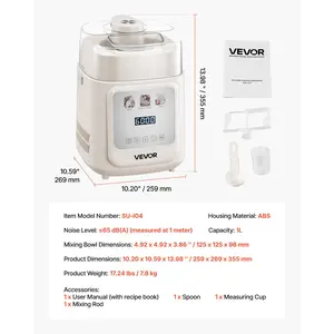 VEVOR Upright Automatic Ice Cream Maker with Built-in Compressor, 1 Quart No Pre-freezing Gelato Maker Frozen Yogurt Machine, 4 Modes Electric Sorbet-Maker, Compressor Ice Cream Machine for Home