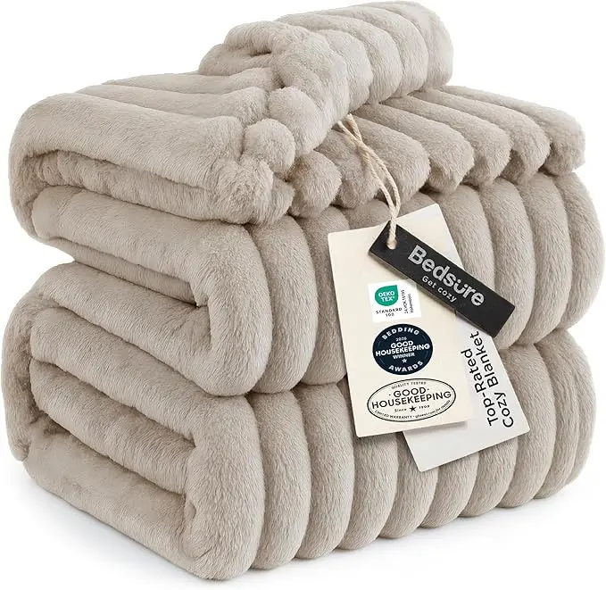 【Father 's Day Gift】Bedsure Luxury  Corduroy Fleece Sleep  Blanket- Ultra Soft, Warm, Cozy Extra Soft  Baby Blanket for Sofa, Bed, Nursery Ideal Seasonal Gift Solid Yellow Color, Lightweight Comforter