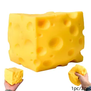Super Cheese Squishy Big Giant Large Cube Block Slow Rising Squeeze Toy squeezable Stress Relief Original Sensory / Fidget Novelty Toy and Gift