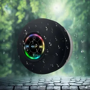 Mini Shower Room Speaker, Portable Waterproof Wireless Speaker with LED Light, Suction Cup BT Speaker for Beach, Shower & Outdoor Camping, Weatherproof Loudspeaker System